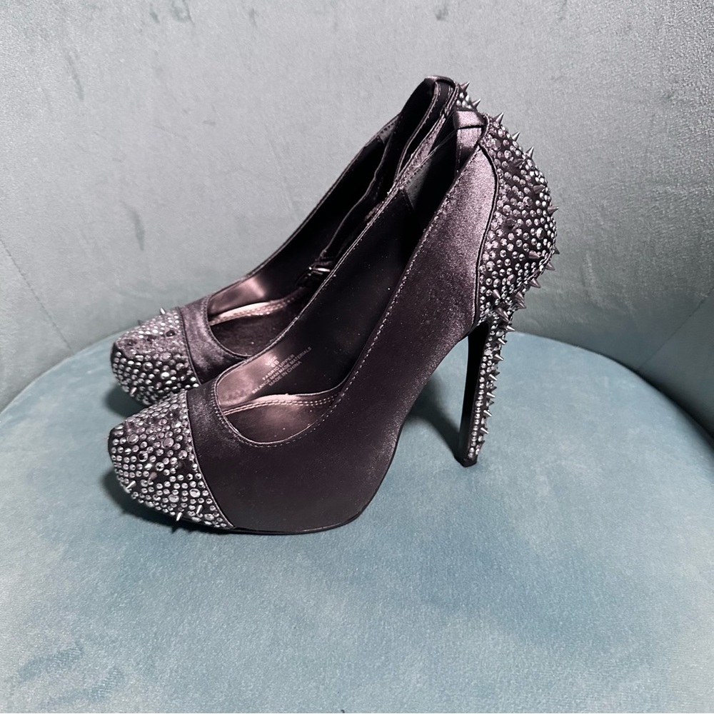 Gray Vice Stiletto Spiked Heels